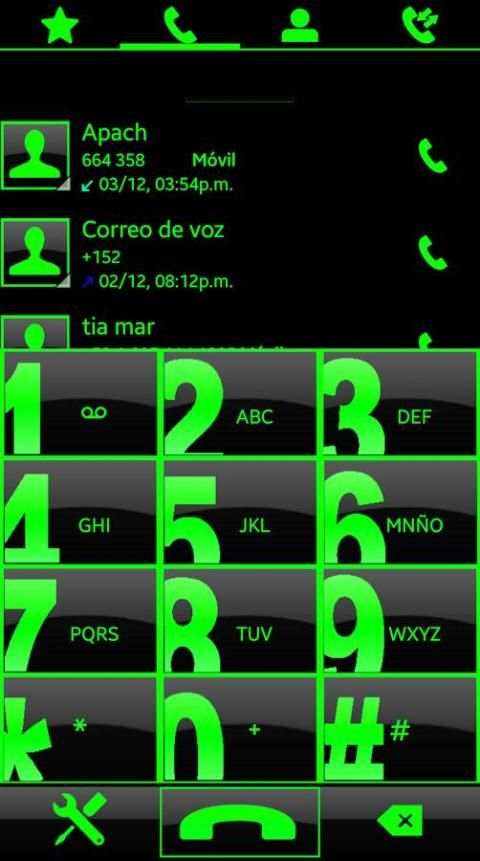 THEME SWIPE DIALER BIG BLACK GREEN screenshot 4
