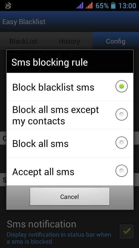 Easy BlackList - Call Sms - скриншот 1