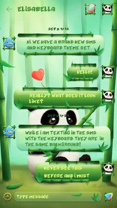 GO SMS PRO PANDA THEME скриншот 2