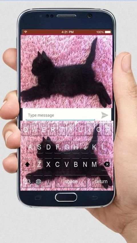 Lovely Pink Cat Keyboard Themes screenshot 1