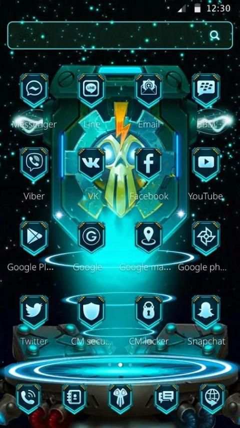 Blue Tech Skull Mobile Theme скриншот 5