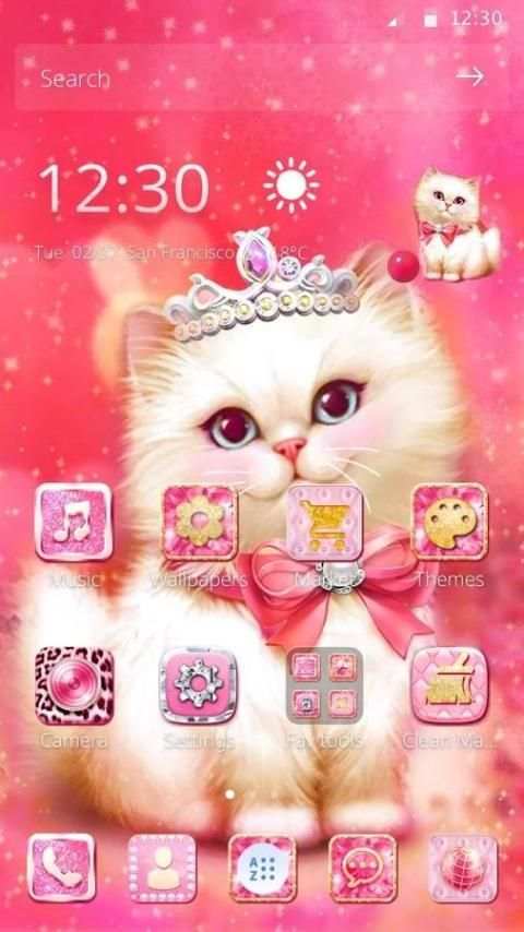 Kitten Pink Rose Theme 2D 3 تصوير الشاشة