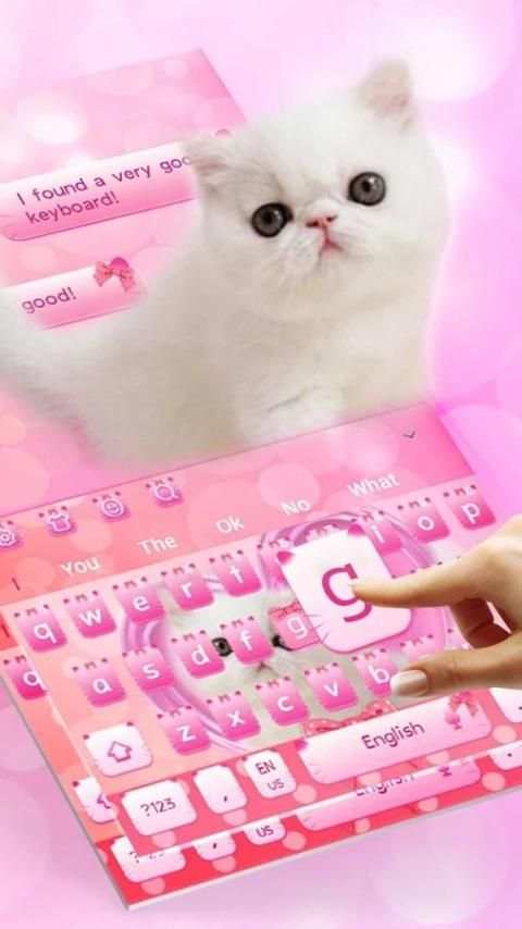 Tema Keyboard Cat Merah muda screenshot 3