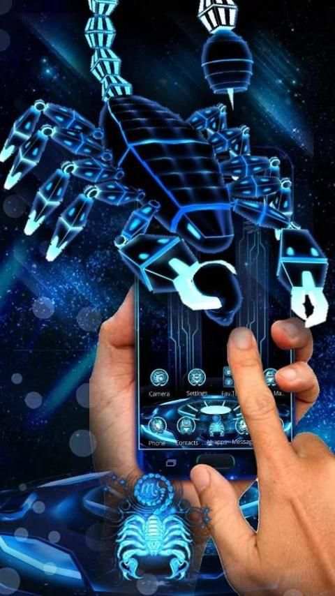 3D Neon Scorpion Robot Skull Theme screenshot 2