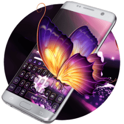 Vivid purple neon butterfly keyboard أيقونة