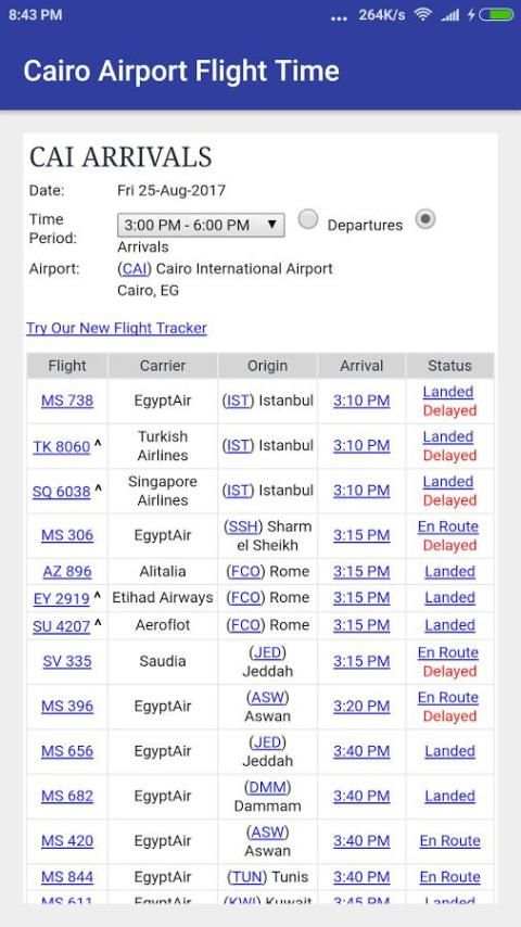 Cairo Airport Flight Time on 9Apps