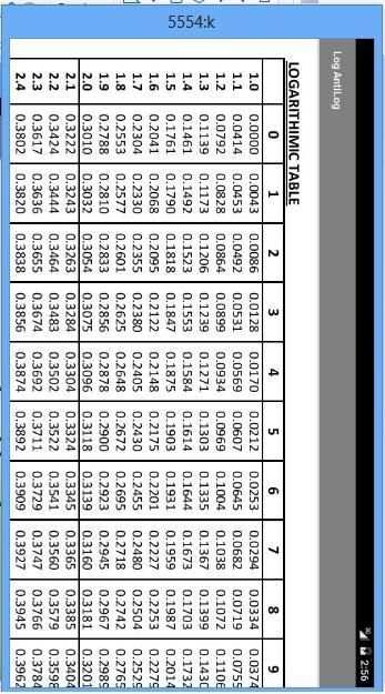 Log Table screenshot 3