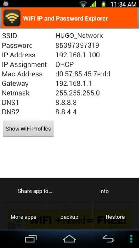 WiFi Password, IP, DNS स्क्रीनशॉट 3