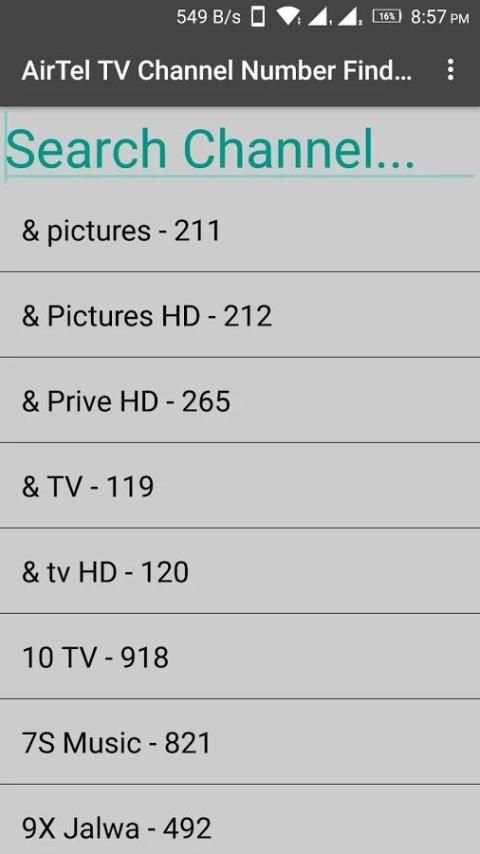 AirTel Digital TV Channel Number Finder screenshot 4