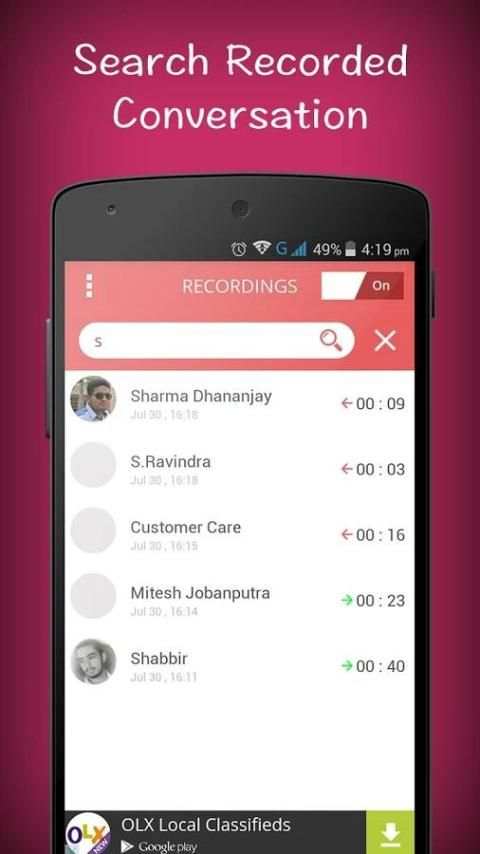 Auto Call Recorder Free 1 تصوير الشاشة