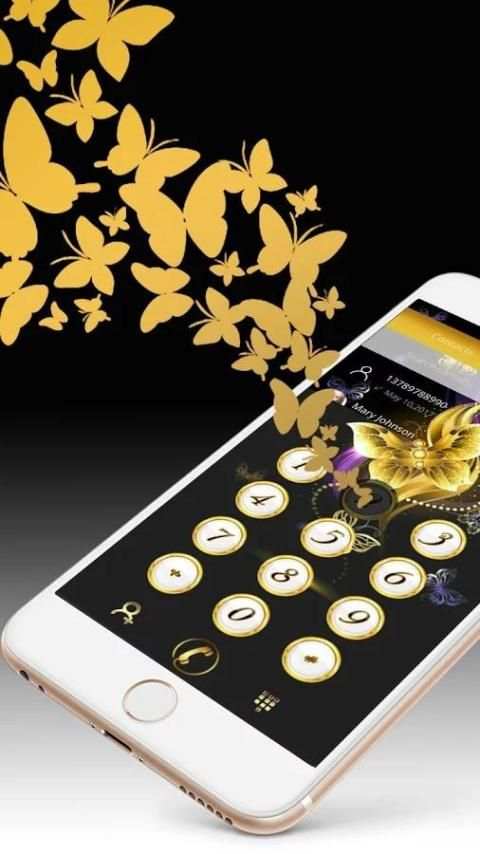 Golden Butterfly theme lock screen White jade screenshot 3