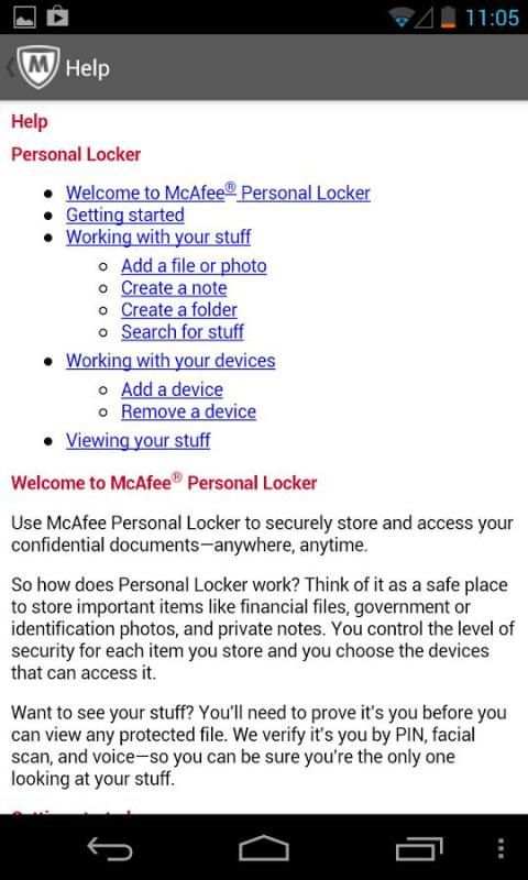 McAfee Personal Locker 9 تصوير الشاشة