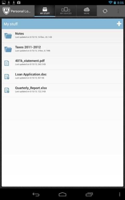 McAfee Personal Locker 2 تصوير الشاشة