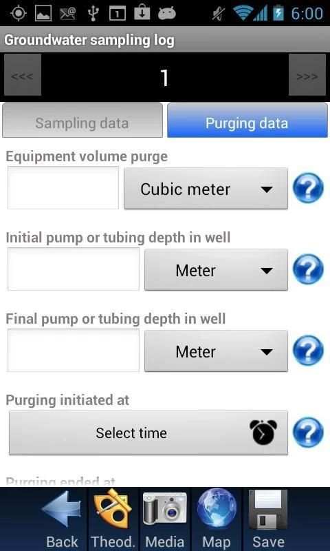 Groundwater sampling log screenshot 4