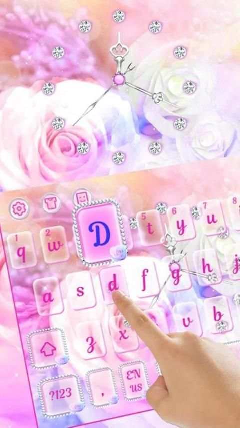 Pink Rose Clock Keyboard скриншот 1