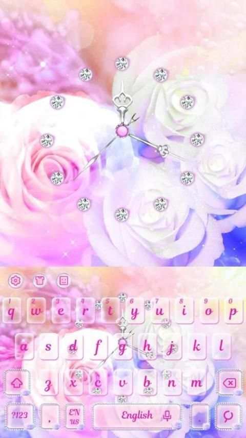 Pink Rose Clock Keyboard скриншот 4