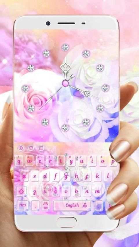 Pink Rose Clock Keyboard скриншот 2