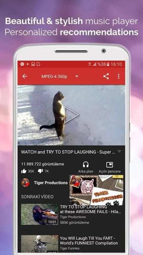 EasyTUBE Lite (MultiTasking)Video ve Muzik 5 تصوير الشاشة
