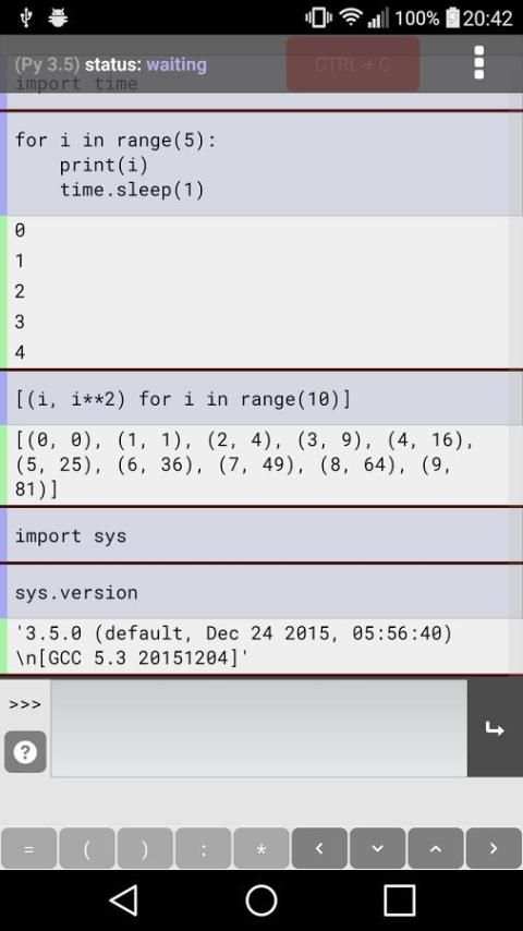 Pyonic Python 3 interpreter screenshot 4