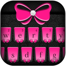 ikon Pink Bow with Diamond Keyboard Theme