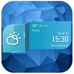 Clock Weather Widget- Blue