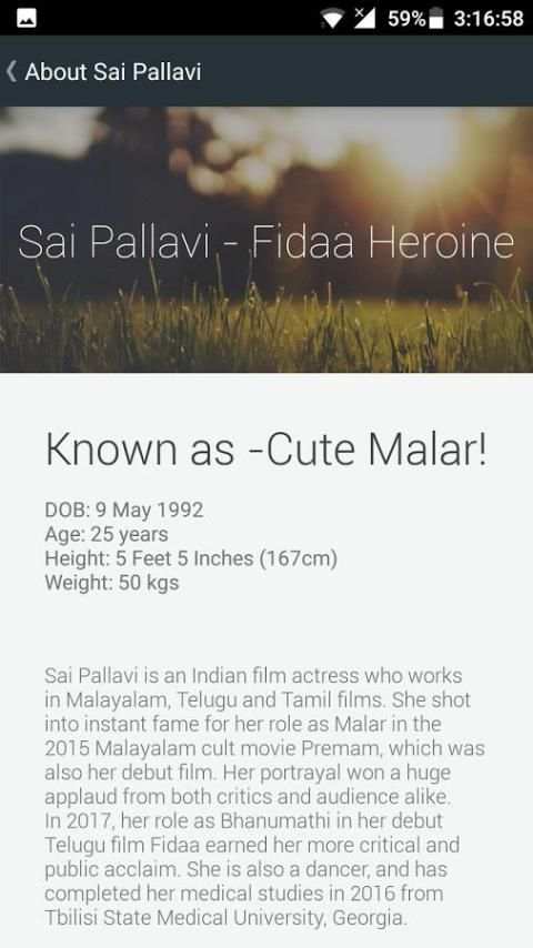 Sai Pallavi Official - Malar HD Wallpapers (Fidaa) screenshot 1