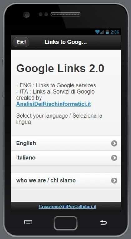 Links ai Servizi © Google screenshot 12