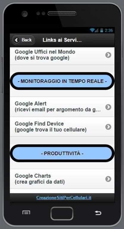 Links ai Servizi © Google скриншот 9