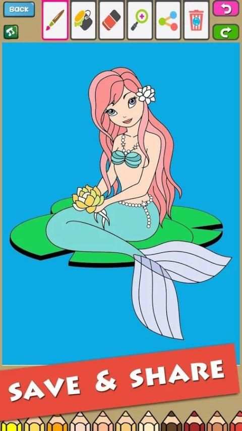 Little Mermaid Coloring Book скриншот 1