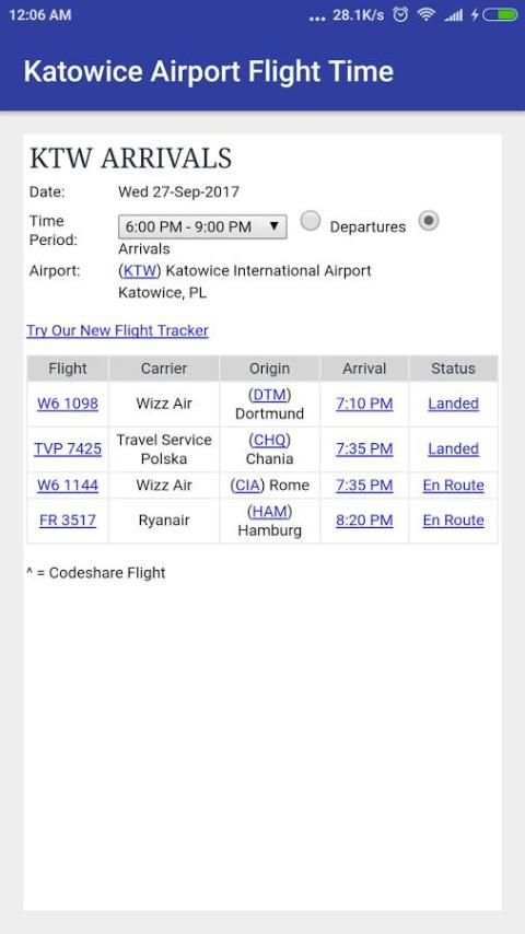 Katowice Airport Flight Time on 9Apps