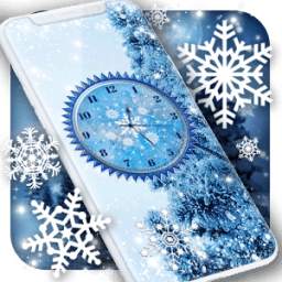 Winter Snow Clock Wallpaper