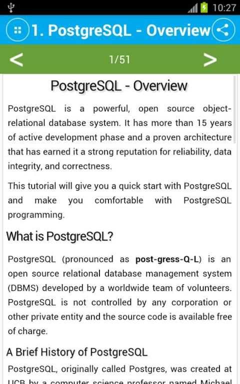 Free PostgreSQL Tutorial скриншот 5