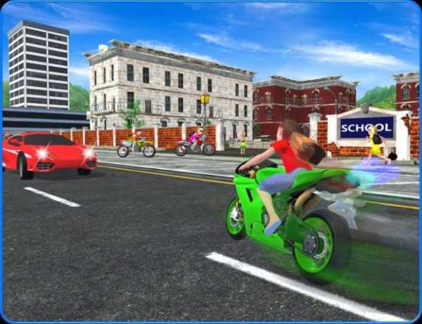 Kids School Highway Traffic Bike Racing скриншот 10