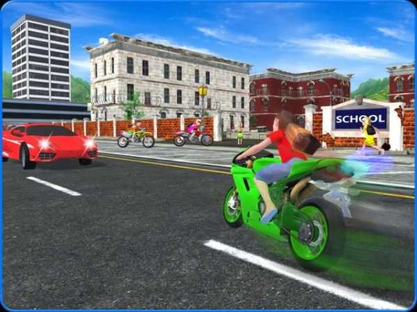 Kids School Highway Traffic Bike Racing screenshot 5