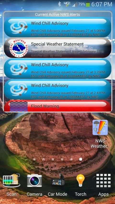 NWS Weather Alerts Widget 5 تصوير الشاشة