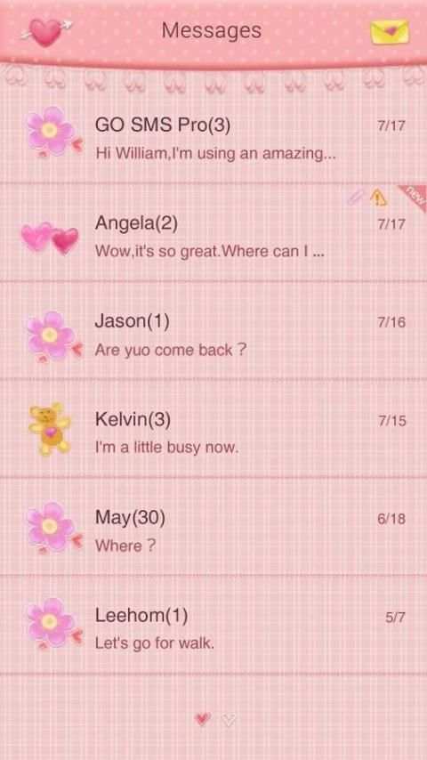 GO SMS PRO PINKMOOD THEME 2 تصوير الشاشة