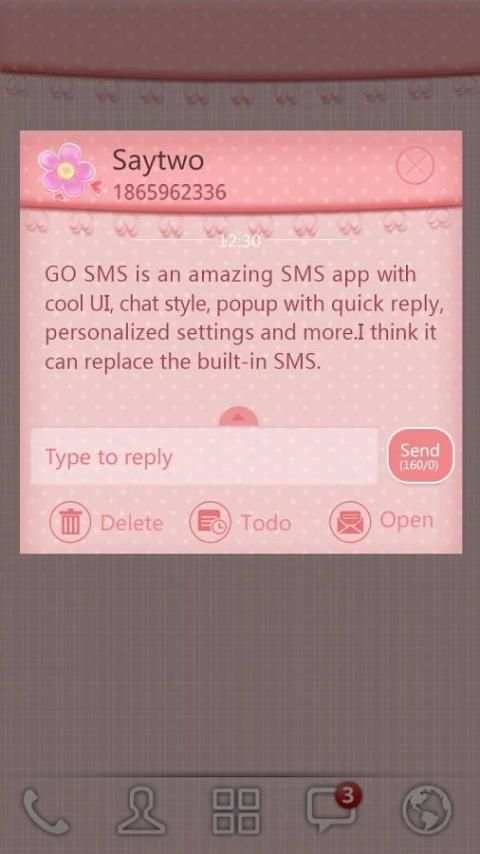 GO SMS PRO PINKMOOD THEME 1 تصوير الشاشة