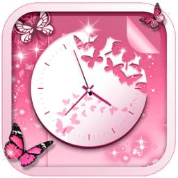 ikon Pink Butterfly Clock Live Wallpaper