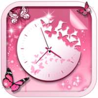 Pink Butterfly Clock Live Wallpaper on 9Apps