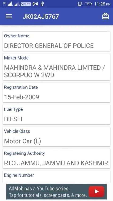RTO Vehicle Registration Details - Vahan Info screenshot 2