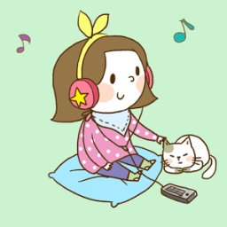 Girl n cat Green Atom Theme icon