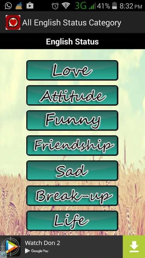 Latest Whatsapp Status 2018 screenshot 1