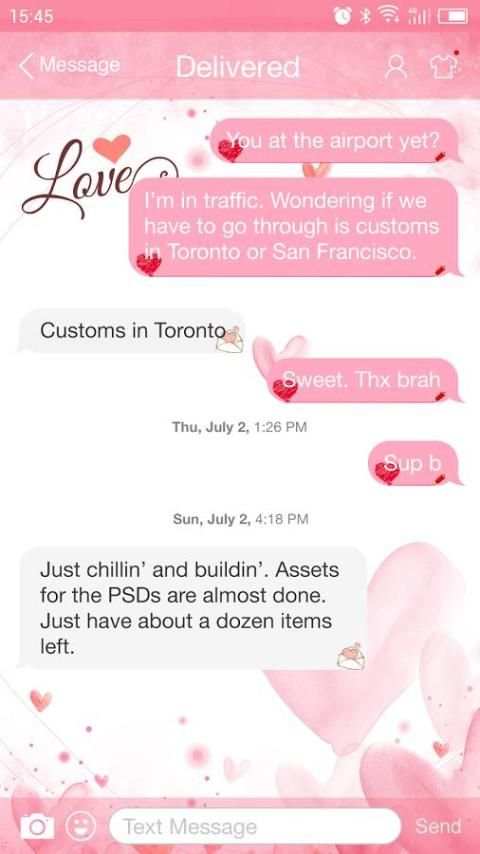 Love Pink Theme-Messaging 7 скриншот 1