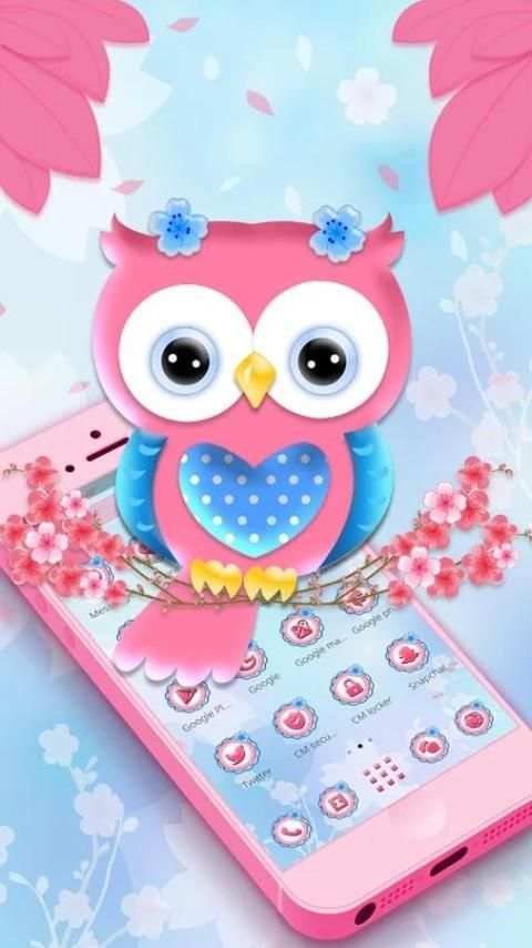 Cute Pink Owl Theme screenshot 2