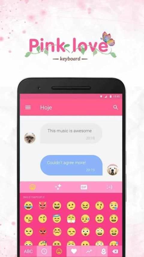 Pink Love Emoji Keyboard Theme screenshot 1