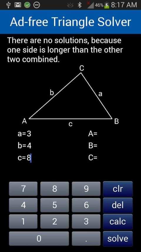 Ad-free Triangle Solver скриншот 1