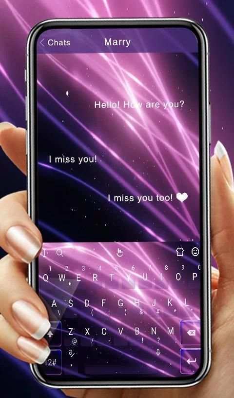 Neon Purple Love Keyboard Theme скриншот 5