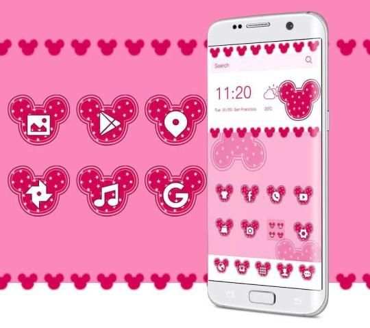 cute pink star Micky Mouse theme pretty wallpaper 1 تصوير الشاشة