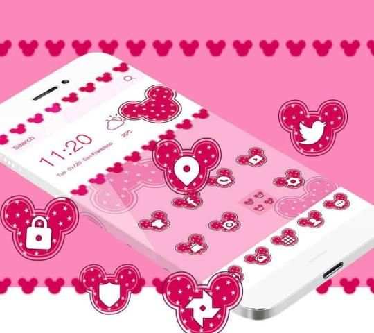 cute pink star Micky Mouse theme pretty wallpaper 5 تصوير الشاشة