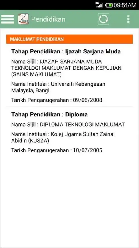 MyHRMIS Profil screenshot 1